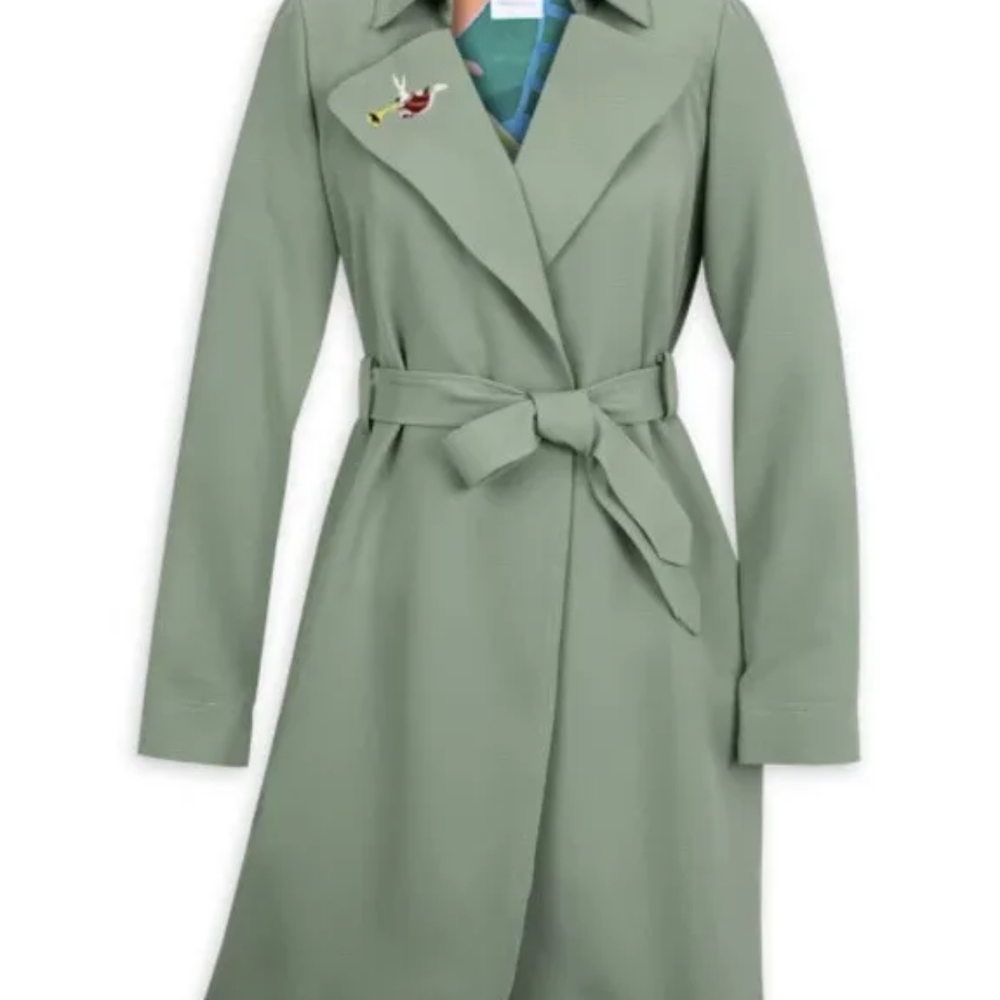NWOT Disney Parks Alice in Wonderland Mary Blair Trench Coat Size XS